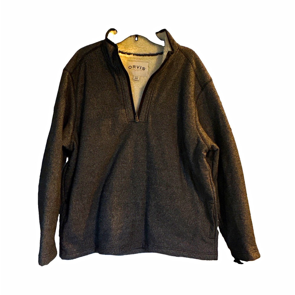 Orvis Classic Collection Men's 2XL Gray 1/4 Zip Fleece Pullover Jacket